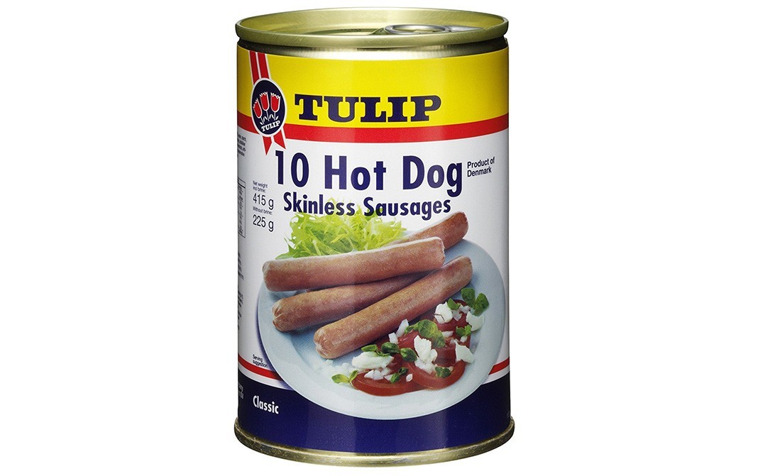 Tulip 10 Hot Dog Skinless Sausages, Classic   Tin  415 grams